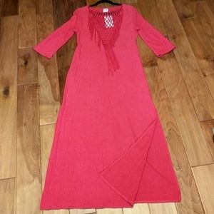 Zara textured long dress with macrame accent